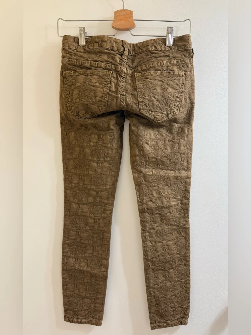 Free People Textured Jacquard Lace Skinny Jeans Brown size 25 / US size 2